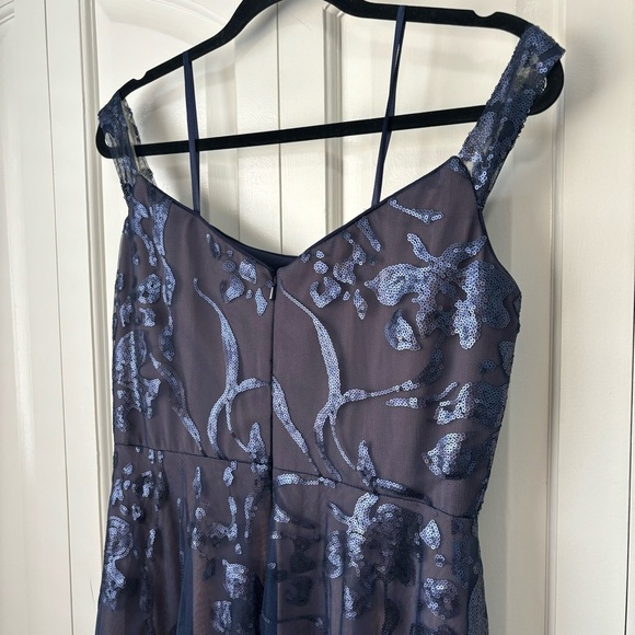 RENE RUIZ COLLECTION Navy Floral Sequin Fit-&-Flare Gown Off Shoulder Strapless - Picture 6 of 10